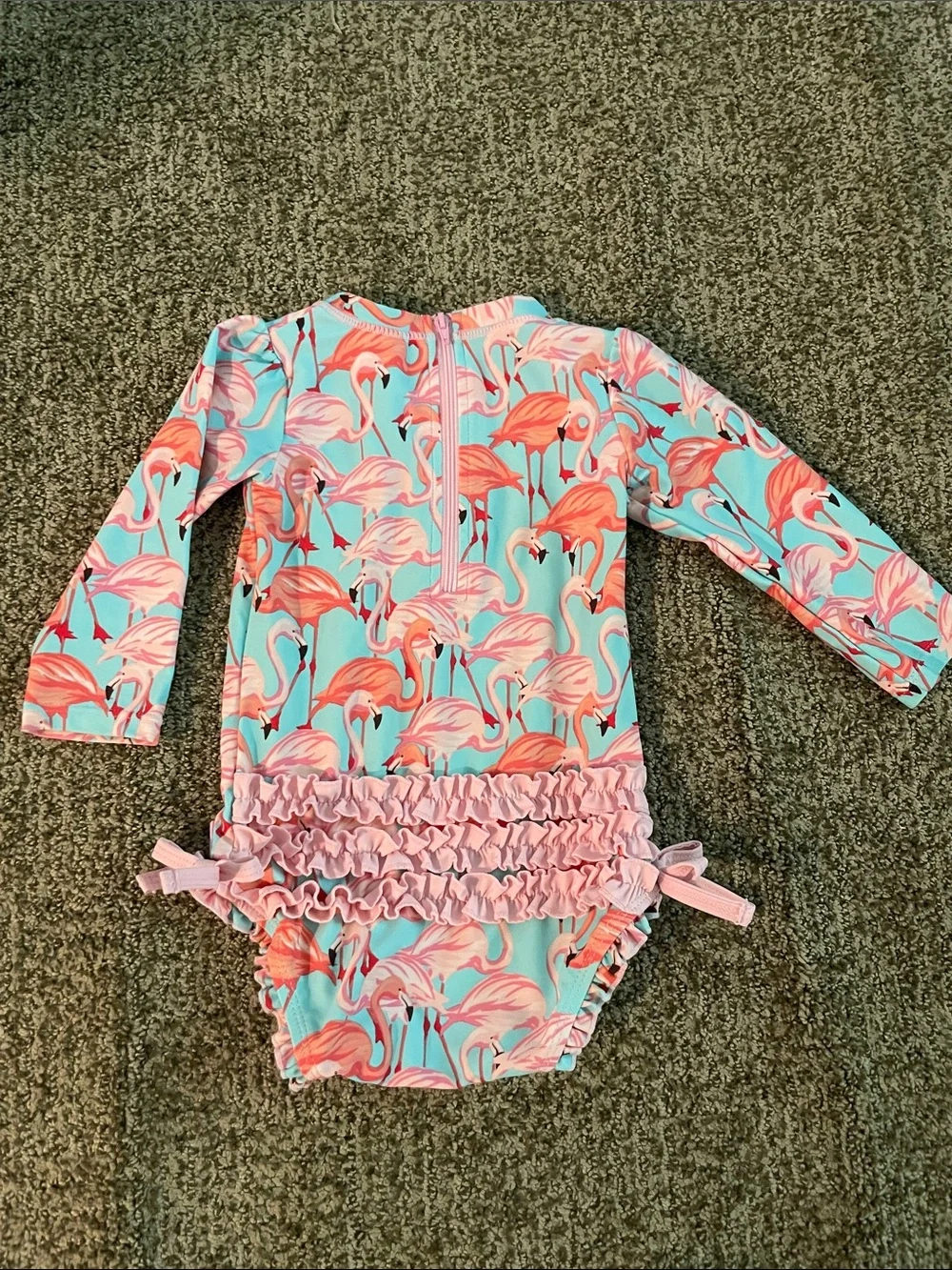 Ruffle Butts Pink Flamingo One-Piece Swim Suit - 12-18 Months